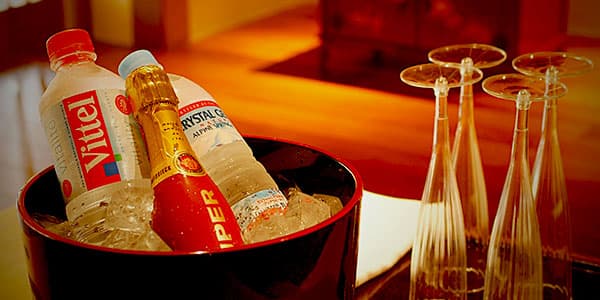 Mineral water & sparkling wine provided.